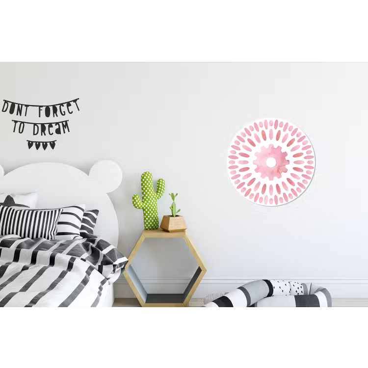 Abstract - Vormen - Patroon - Aquarel - Roze Wandcirkel aluminium klein -kinderkamer