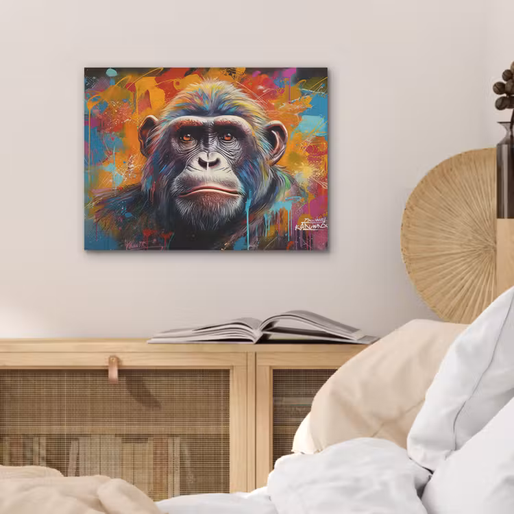 Aap - Gorilla - Graffiti - Dieren - Kleuren PET vilt klein -sfeer3