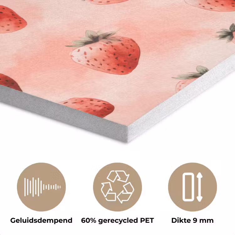 Aardbei - Patroon - Roze PET vilt klein 837 -closeup_NL