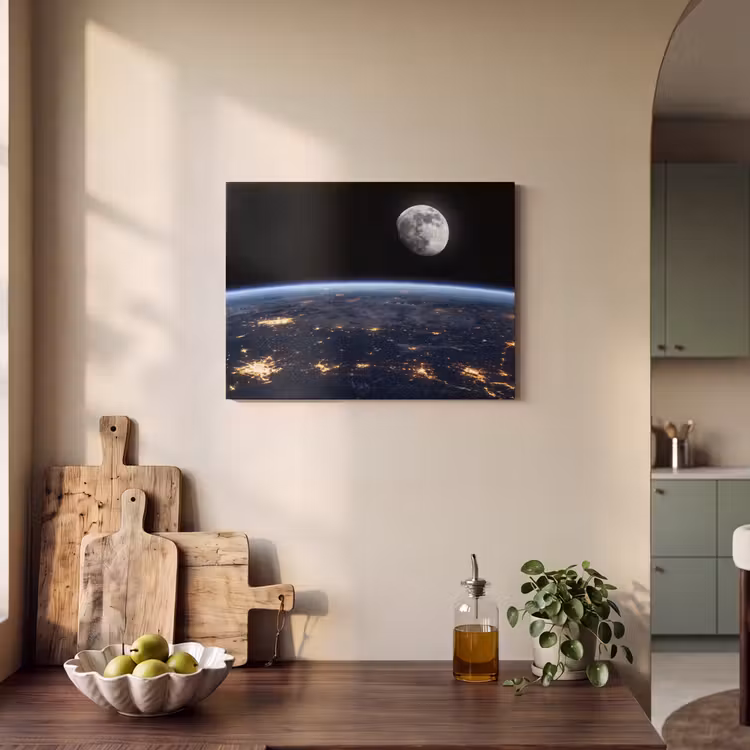 Akoestisch schilderij - Aarde - Nacht - Ruimte - Aarde - Nacht - Ruimte PET vilt klein