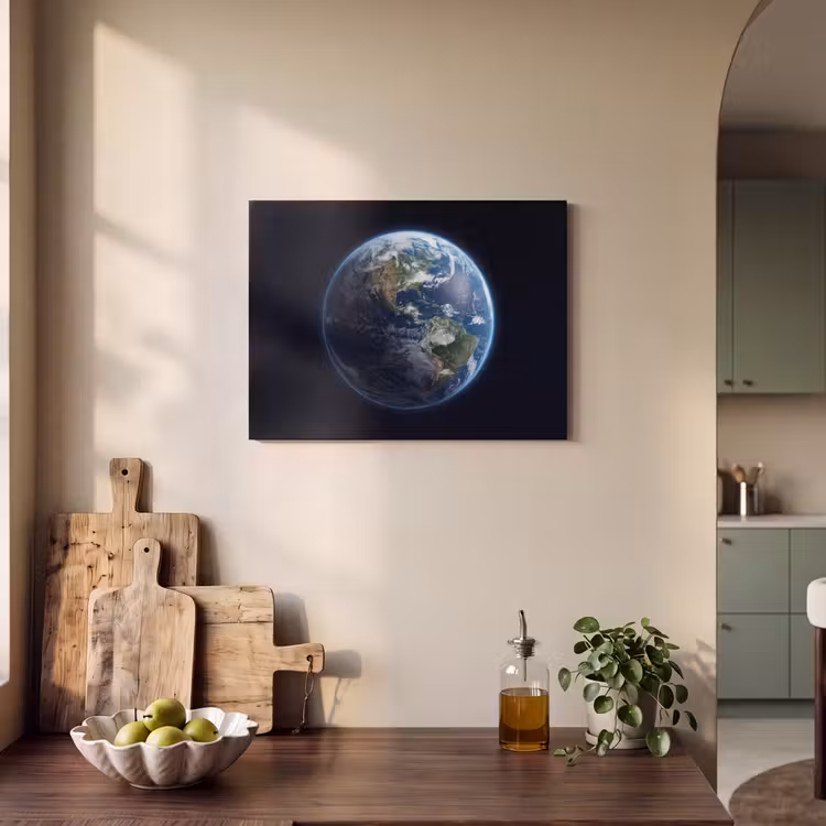 Akoestisch schilderij - Aarde - Ruimte - Kosmos - Aarde - Ruimte - Kosmos PET vilt klein