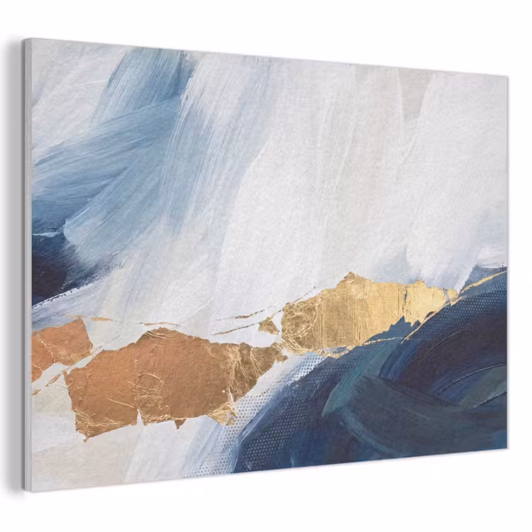 Abstract - Acryl - Blauw - Goud - Elegant PET vilt klein -3d