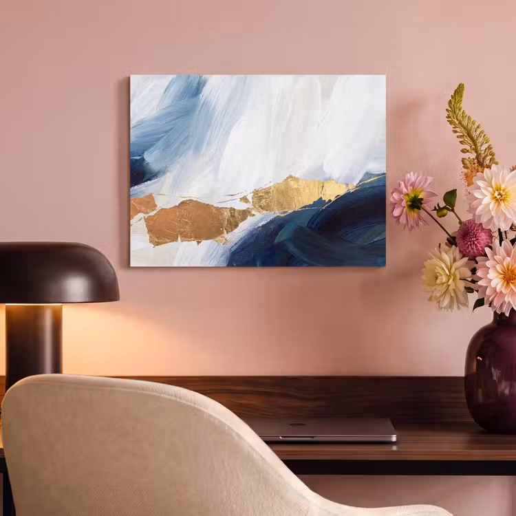 Abstract - Acryl - Blauw - Goud - Elegant PET vilt klein -sfeer3