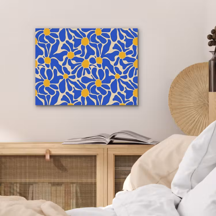 Abstract - Bloem - Blauw PET vilt klein 837 -sfeer3