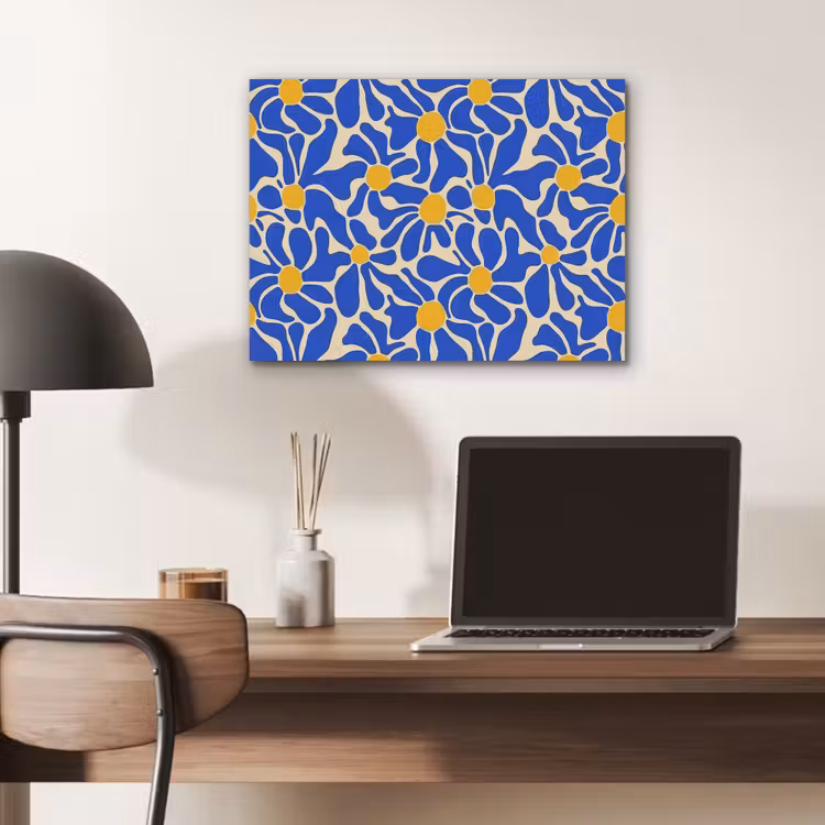 Abstract - Bloem - Blauw PET vilt klein 837 -sfeer5