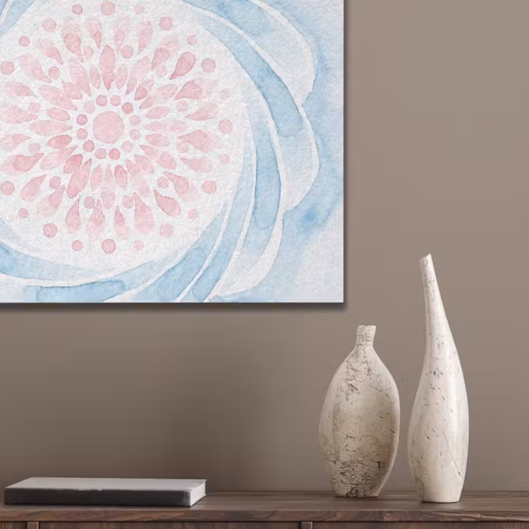 Abstract - Bloemvorm - Aquarel - Roze - Blauw PET vilt klein -sfeer6_closeup