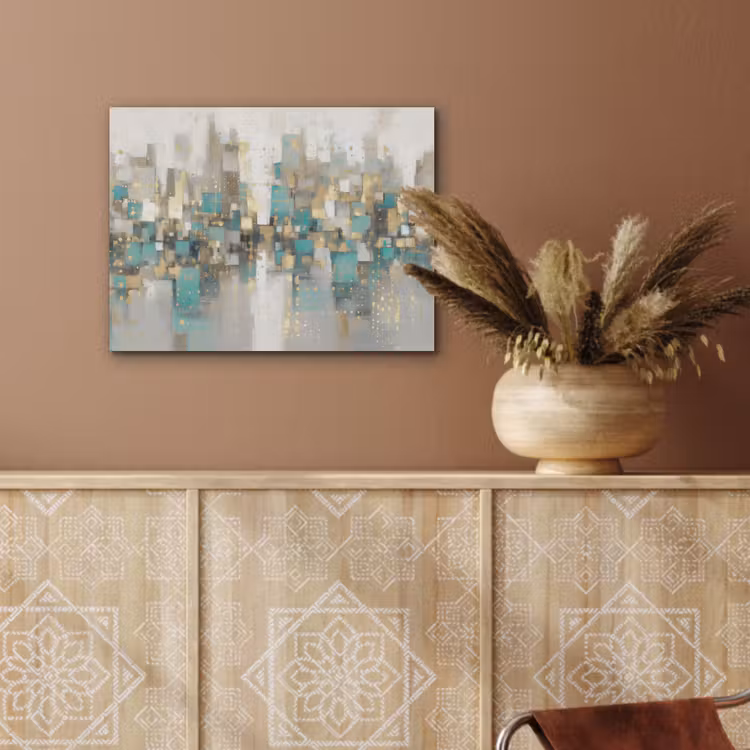 Abstract - Blokken - Goud - Skyline PET vilt klein -sfeer4