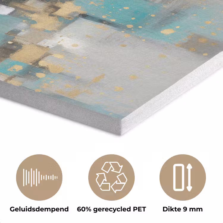 Abstract - Blokken - Goud - Skyline PET vilt klein -closeup_NL