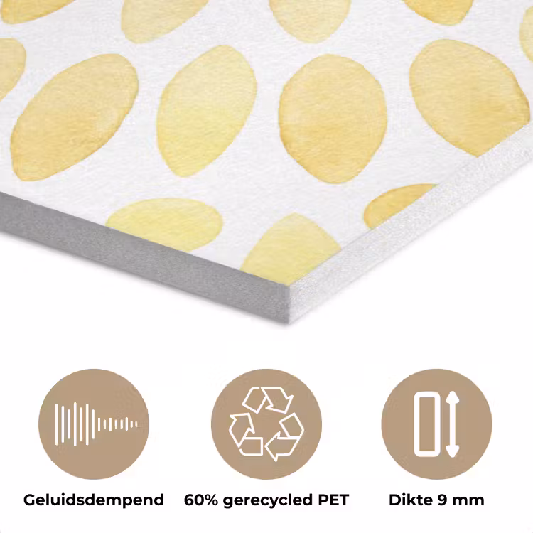Abstract - Geometrisch - Stralend - Geel PET vilt klein -closeup_NL