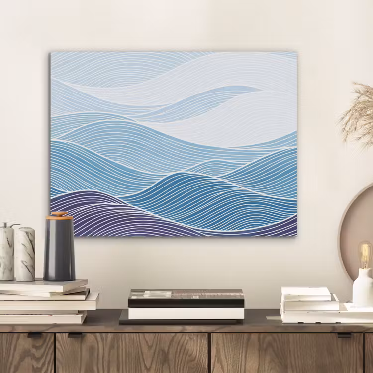 Abstract - Golven - Patroon - Blauw - Modern PET vilt klein -sfeer1