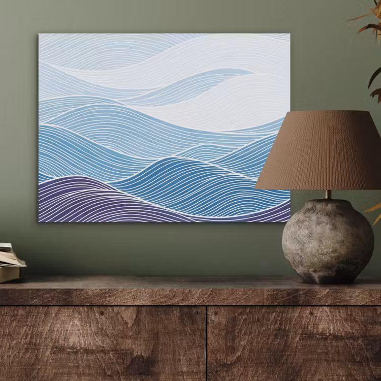Abstract - Golven - Patroon - Blauw - Modern PET vilt klein -sfeer2