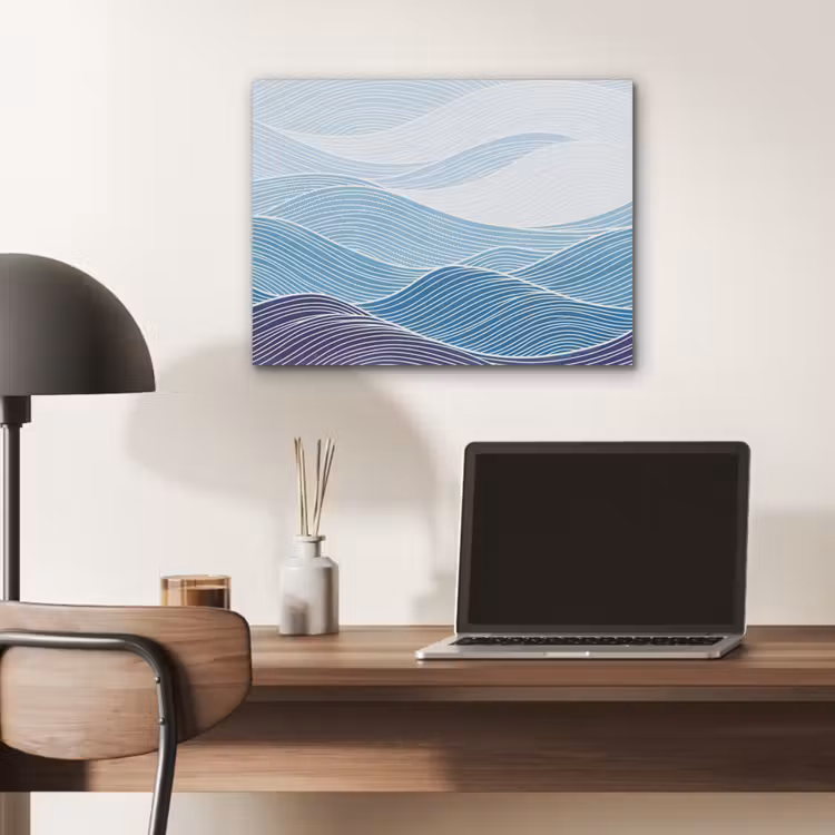 Abstract - Golven - Patroon - Blauw - Modern PET vilt klein -sfeer5