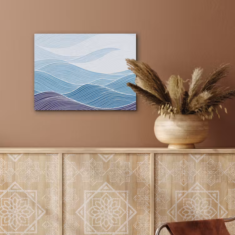 Abstract - Golven - Patroon - Blauw - Modern PET vilt klein -sfeer4
