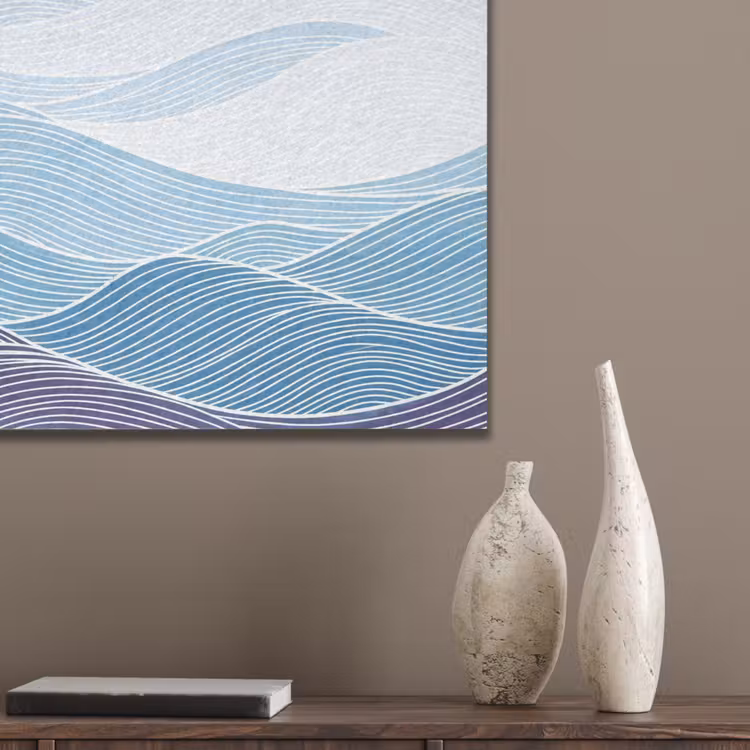Abstract - Golven - Patroon - Blauw - Modern PET vilt klein -sfeer6_closeup