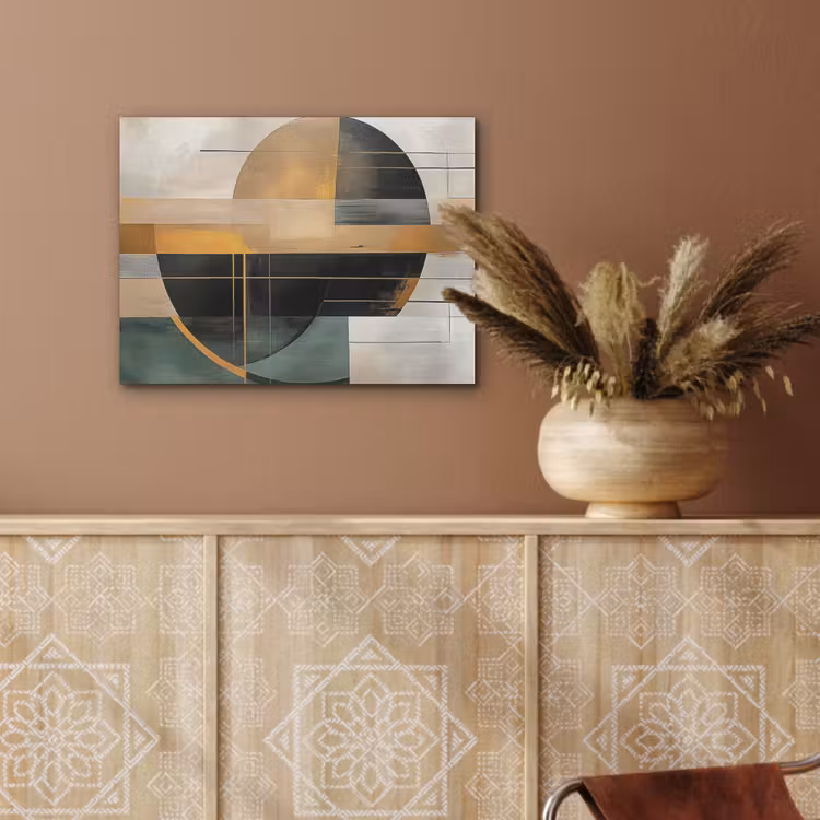 Abstract - Goud - Brons - Groen - Vormen - Modern PET vilt klein -sfeer4