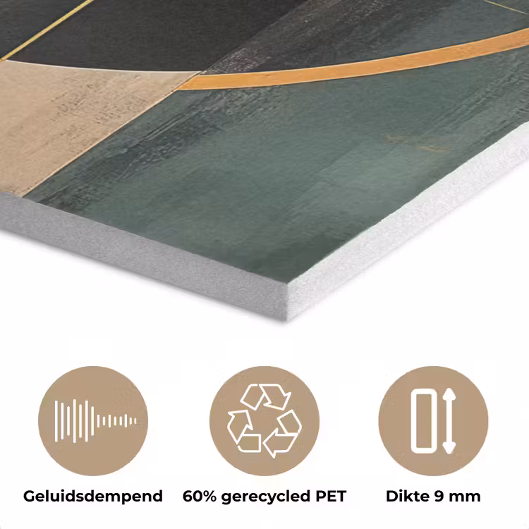 Abstract - Goud - Brons - Groen - Vormen - Modern PET vilt klein -closeup_NL