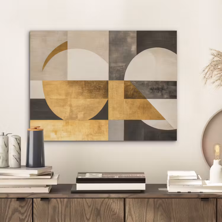 Abstract - Goud - Grijs - Vormen - Geometrisch PET vilt klein -sfeer1