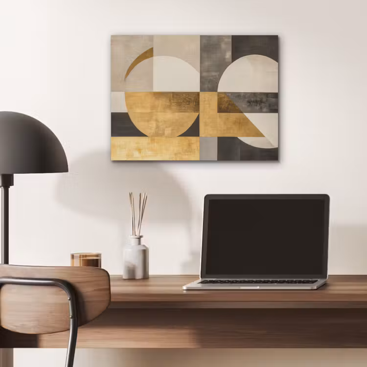 Abstract - Goud - Grijs - Vormen - Geometrisch PET vilt klein -sfeer5