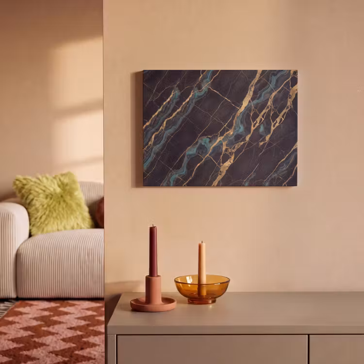Abstract - Gouden lijnen - Kunst - Modern - Zwart PET vilt klein -sfeer1