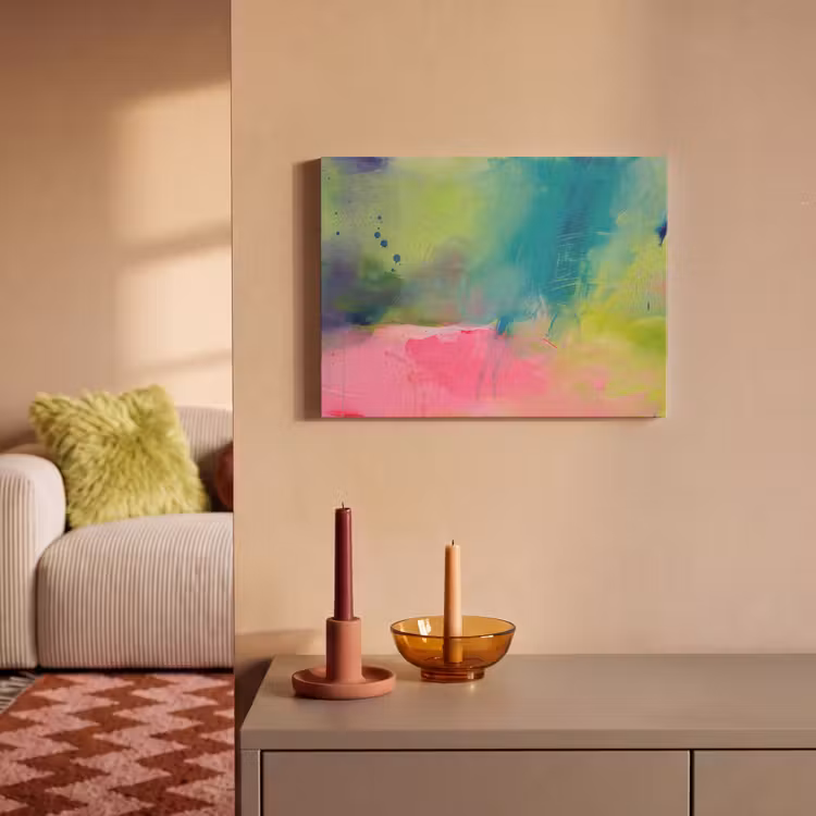 Abstract - Kleuren - Modern - Groen - Roze PET vilt klein -sfeer1