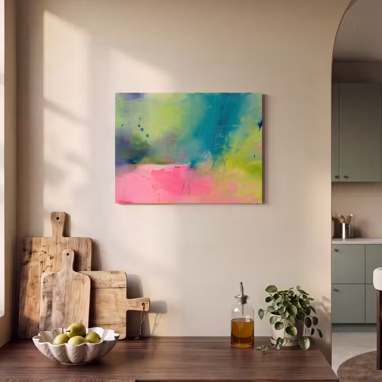 Abstract - Kleuren - Modern - Groen - Roze PET vilt klein -sfeer2