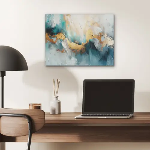 Abstract - Kunst - Gold - Blauw PET vilt klein -sfeer5