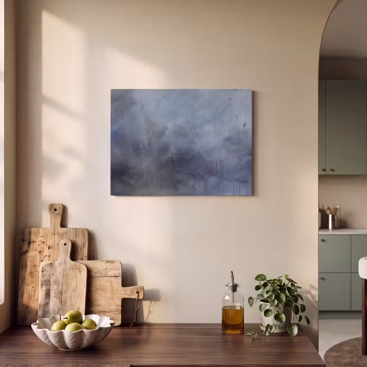 Abstract - Kwaststreken - Modern - Kunst - Grijs PET vilt klein -sfeer2