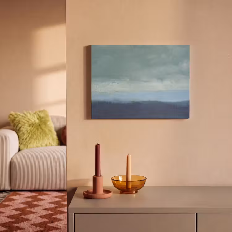 Abstract - Lagen - Rust - Modern - Blauw PET vilt klein -sfeer1