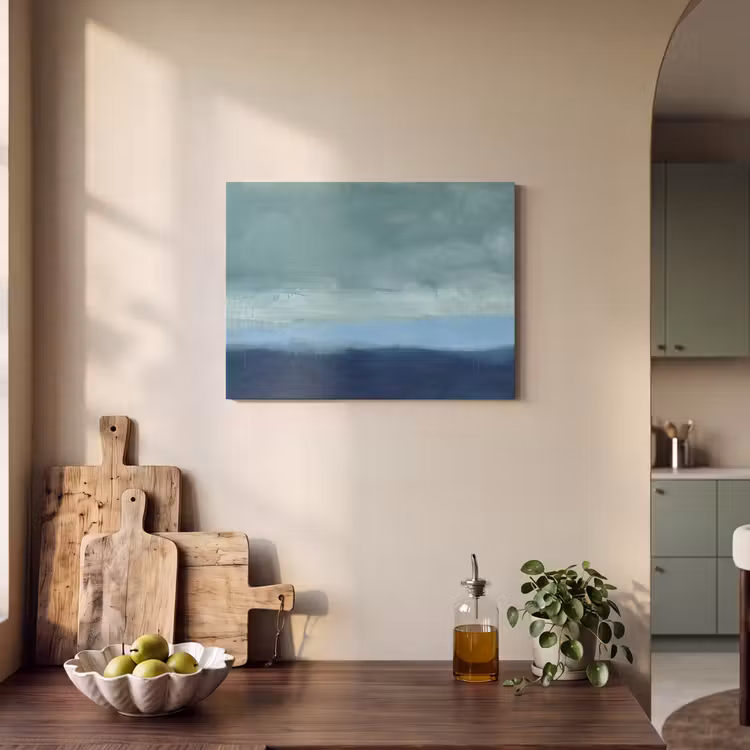 Abstract - Lagen - Rust - Modern - Blauw PET vilt klein -sfeer2