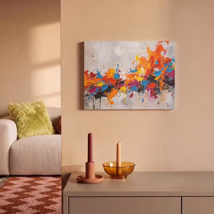 Abstract - Schilderij - Kleurrijk - Dynamisch PET vilt klein -sfeer1