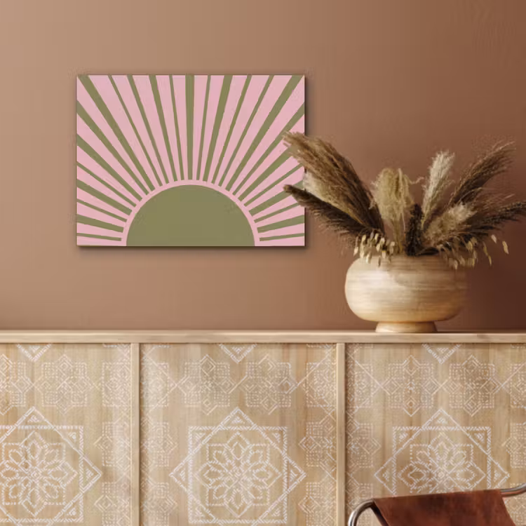 Abstract - Stralen - Grafisch - Roze - Groen PET vilt klein -sfeer4