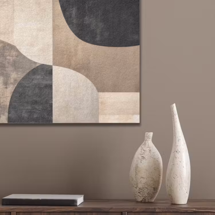 Abstract - Vlakken - Zwart - Rond PET vilt klein -sfeer6_closeup