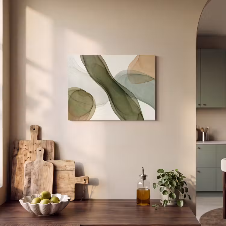 Abstract - Vormen - Modern - Kunst - Groen - Bruin PET vilt klein -sfeer2