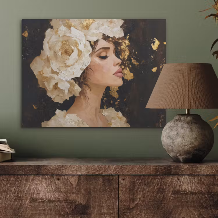 Abstract - Vrouw - Bloemen - Wit PET vilt klein -sfeer2