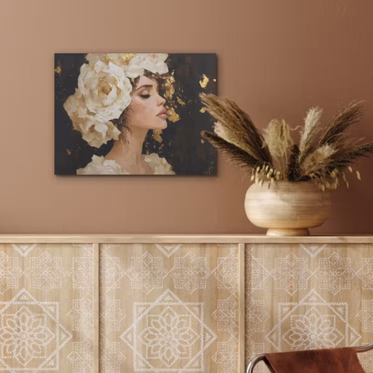 Abstract - Vrouw - Bloemen - Wit PET vilt klein -sfeer4