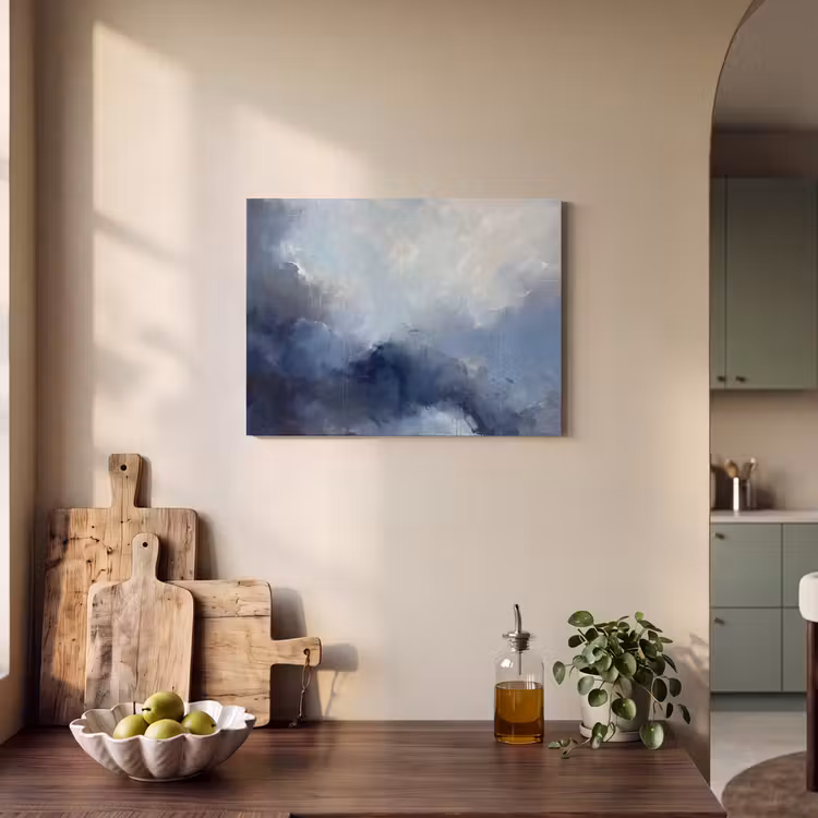 Abstract - Wolken - Modern - Blauw - Kunst PET vilt klein -sfeer2