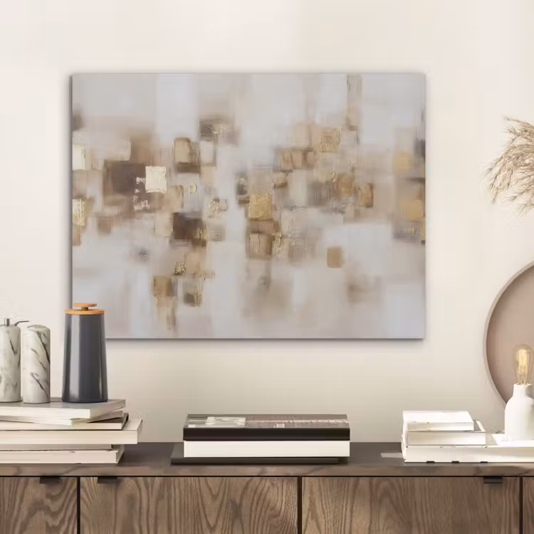 Abstracte vierkanten - Aardetonen - Mistig PET vilt klein -sfeer1