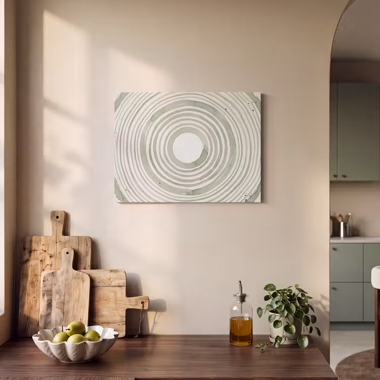 Abstractie - Cirkels - Waterverf - Groen - Modern PET vilt klein -sfeer2
