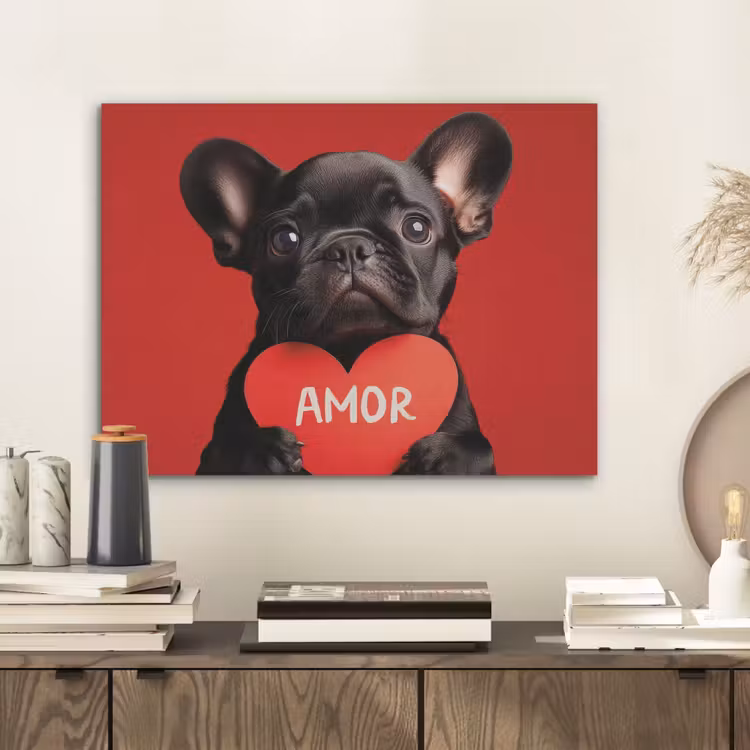 Amor - Hond - Hartje - Rood PET vilt klein -sfeer1