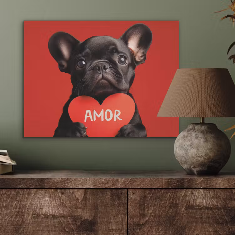 Amor - Hond - Hartje - Rood PET vilt klein -sfeer2
