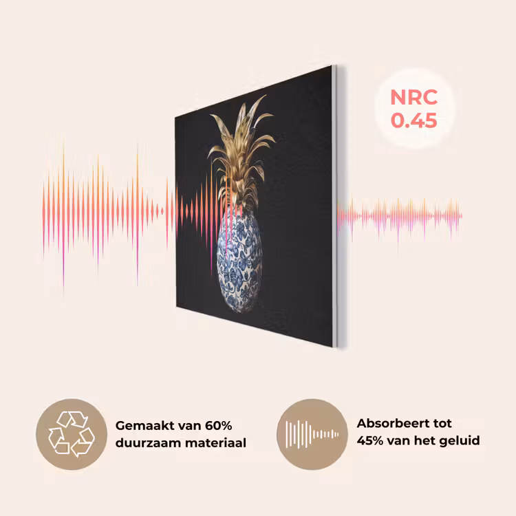 Ananas - Bloemen patroon - Goud - Delftsblauw PET vilt klein -USP_NL