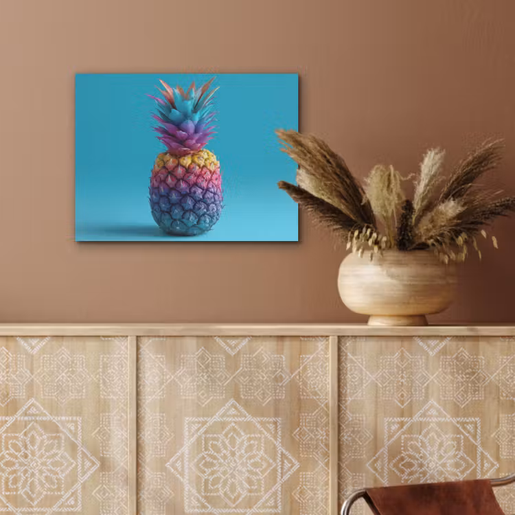 Ananas - Regenboog - Blauw - Popart PET vilt klein -sfeer4