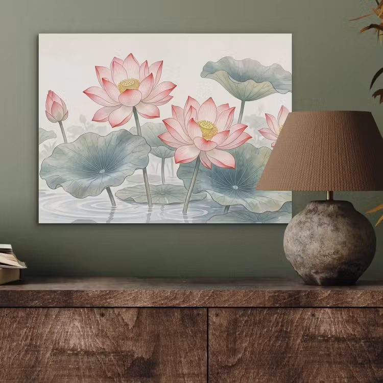 Aquarel - Lotusbloemen - Kleurrijk PET vilt klein -sfeer2