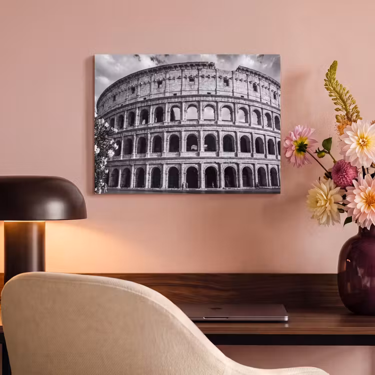 Architectuur - Colosseum - Rome - Historisch - Zwart-wit PET vilt klein -sfeer3