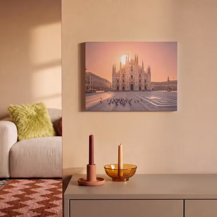 Architectuur - Milaan - Plein - Zonsopgang - Oranje PET vilt klein -sfeer1