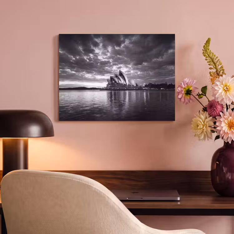 Architectuur - Water - Stad - Modern - Zwart-wit PET vilt klein -sfeer3
