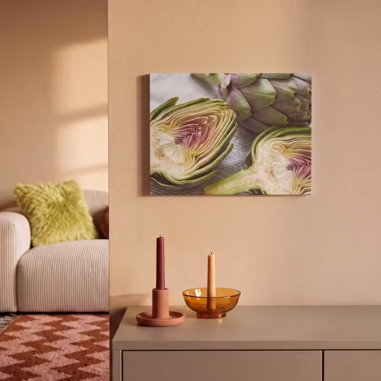 Akoestisch schilderij - Artisjok - Doorgesneden - Eten - Artisjok - Doorgesneden - Eten PET vilt klein