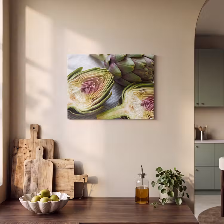 Akoestisch schilderij - Artisjok - Doorgesneden - Eten - Artisjok - Doorgesneden - Eten PET vilt klein