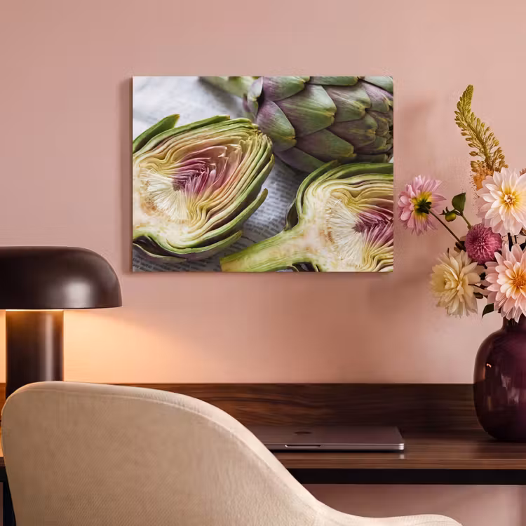 Akoestisch schilderij - Artisjok - Doorgesneden - Eten - Artisjok - Doorgesneden - Eten PET vilt klein