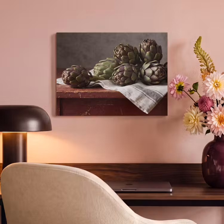Akoestisch schilderij - Artisjok - Eten - Rustiek - Artisjok - Eten - Rustiek PET vilt klein